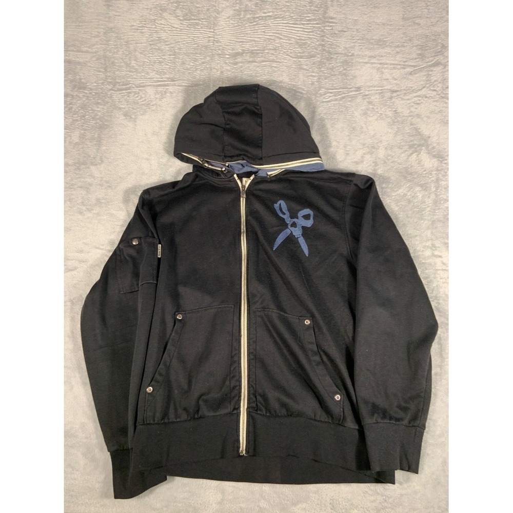 Marc Ecko Cut & Sew Full Zip Hoodie Men XL Black Cotton Blend 2000s ME-1972 Used